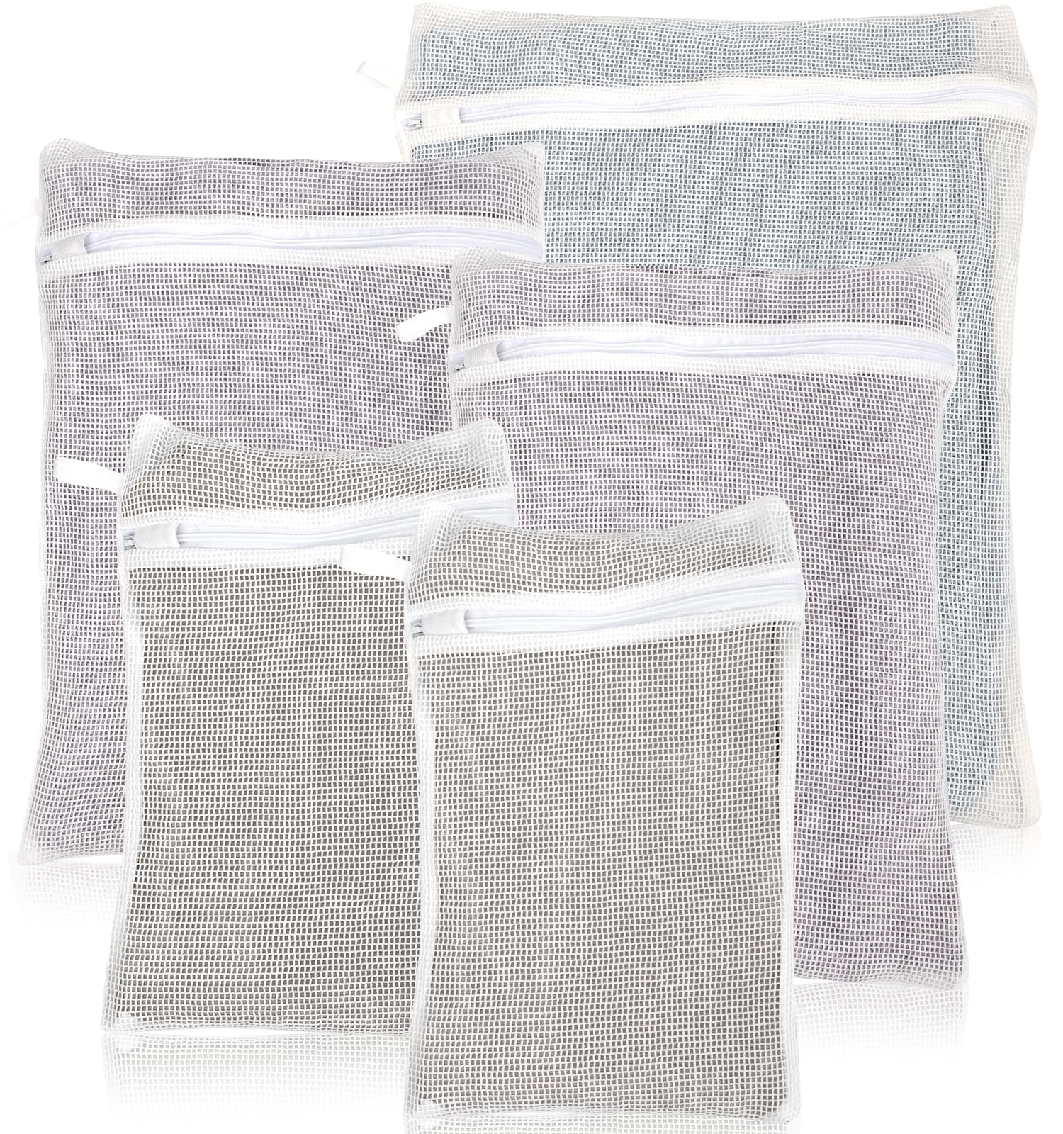 5-Piece Organic Cotton Laundry Bags with Zipper and Hanging Loop 3 Sizes S M L Mesh Laundry Bag