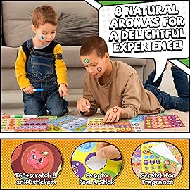 HORIECHALY Scented Stickers with Award Certificates for Kids, 32 Sheets Scratch and Sniff Stickers & 16 Reward Cards for School, 8 Scents Smelly Motivational Awards Kit for Teachers, Parents, Students