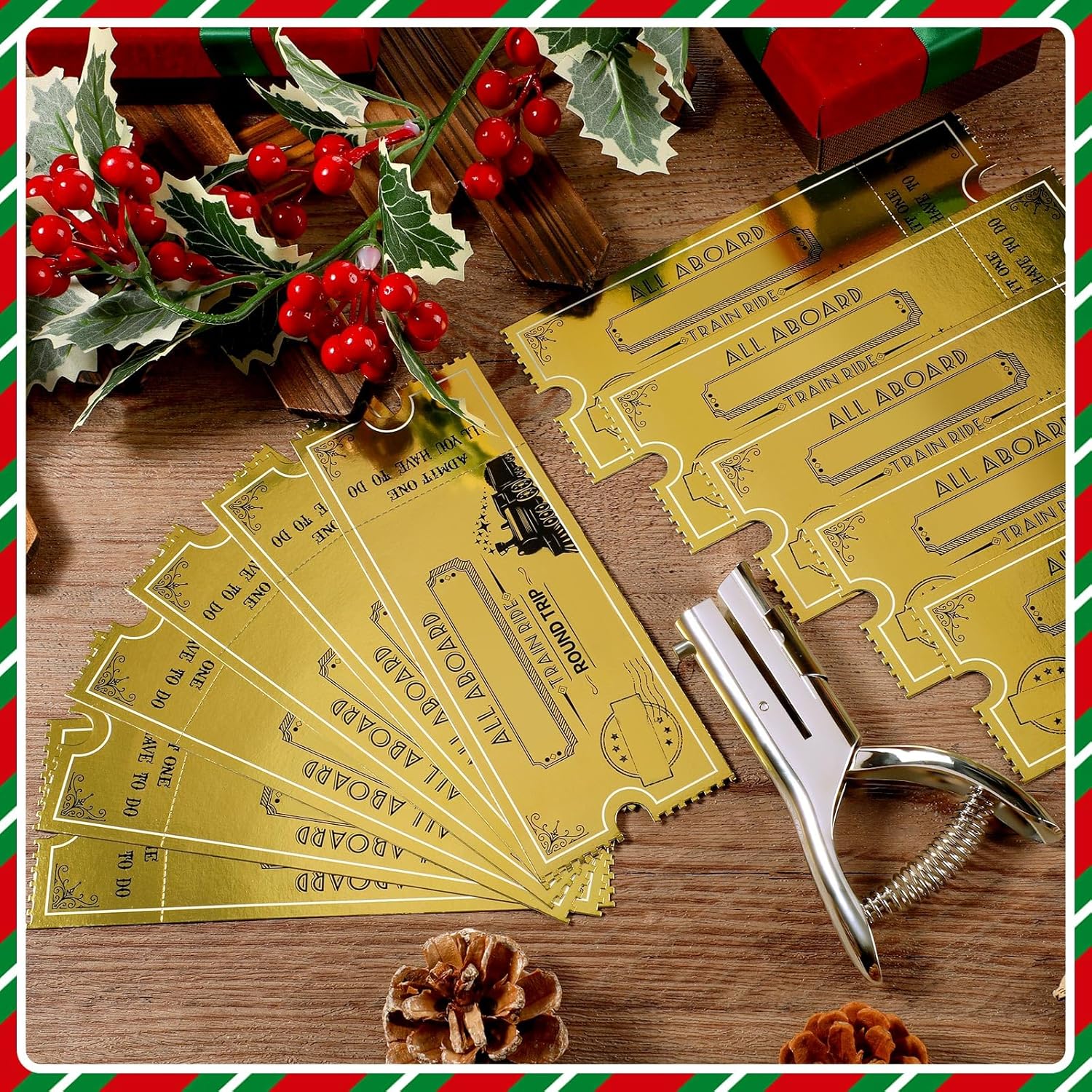 Gisafai 150 Pcs Christmas Polar Golden Tickets Bulk North Pole Train Tickets Polar Conductor Believe Gifts Theme Party Favors Merry Christmas Xmas Gift Supplies