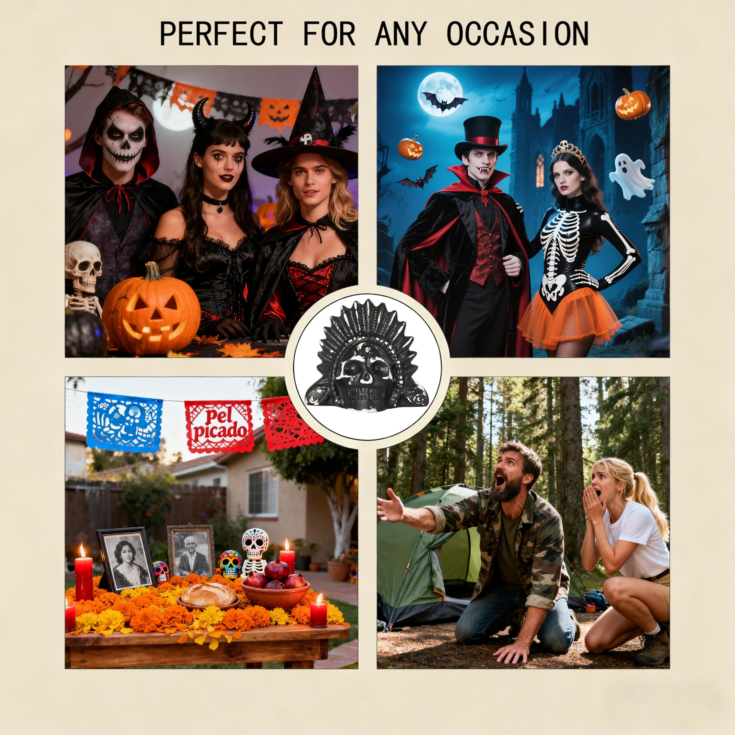 Aztekische Todespfeife – bis zu 125+ Dezibel, lautestes, authentisches menschliches Schreien für Halloween, Tag der Toten, Gag Geschenke – Handgefertigter Totenkopf-Keramikornament (schwarz und weiß)