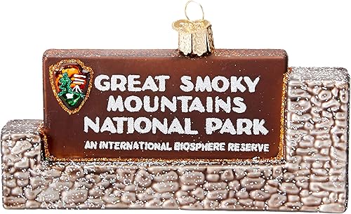 Miniatura 3 de Old World Christmas Adornos Adornos de vidrio soplado de parques estatales para árbol de Navidad, gran ahumado
