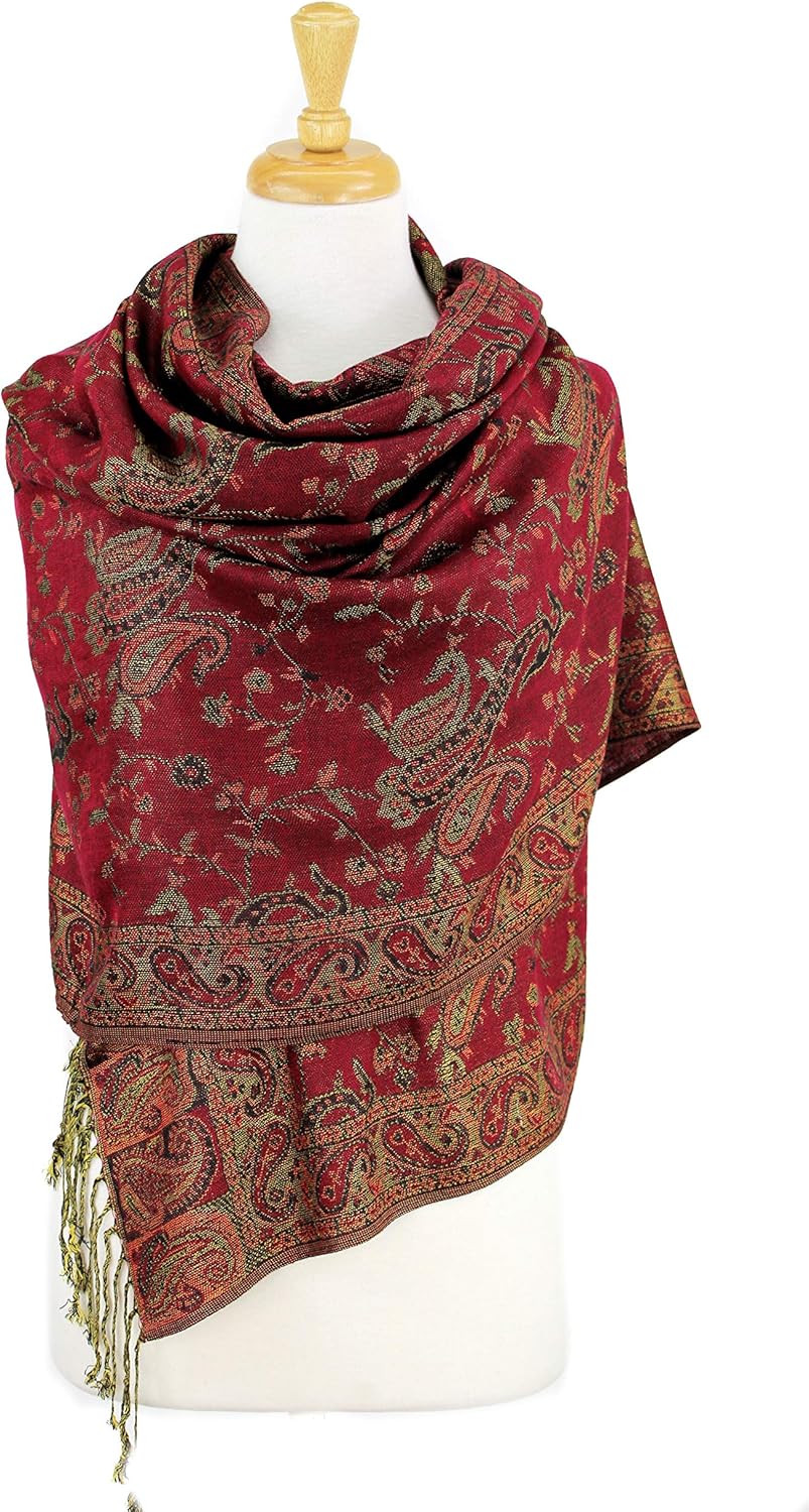 PASKMLNA Reversible Paisley Pashmina Shawl Wrap Elegant Colors - Image 4