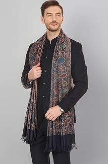 Mens fine Soft Ethnic Stole Stole, Jamawar design, Faux Pashmina