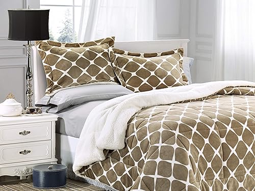 Miniatura 20 de Elegant Comfort Softest - Juego de edredón de 3 piezas de microvisón de alta calidad, suave, acogedor, con respaldo de sherpa, reversible