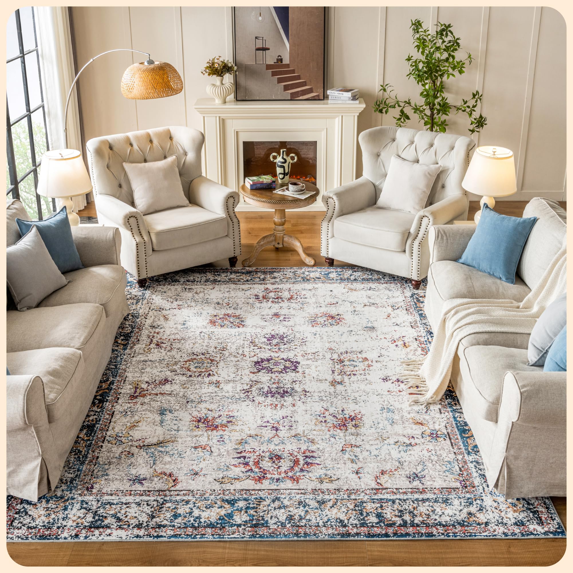 Istana Living Room Rugs 8x10 - Multi Colored Bedroom Rug 8x10 Under Bed - Foldable Rug 8 X 10 Living Room - Stain Resistant Modern Rug 8x10 - Luxe Weavers Rugs 8x10 - Eco-Friendly Colorful Area Rug