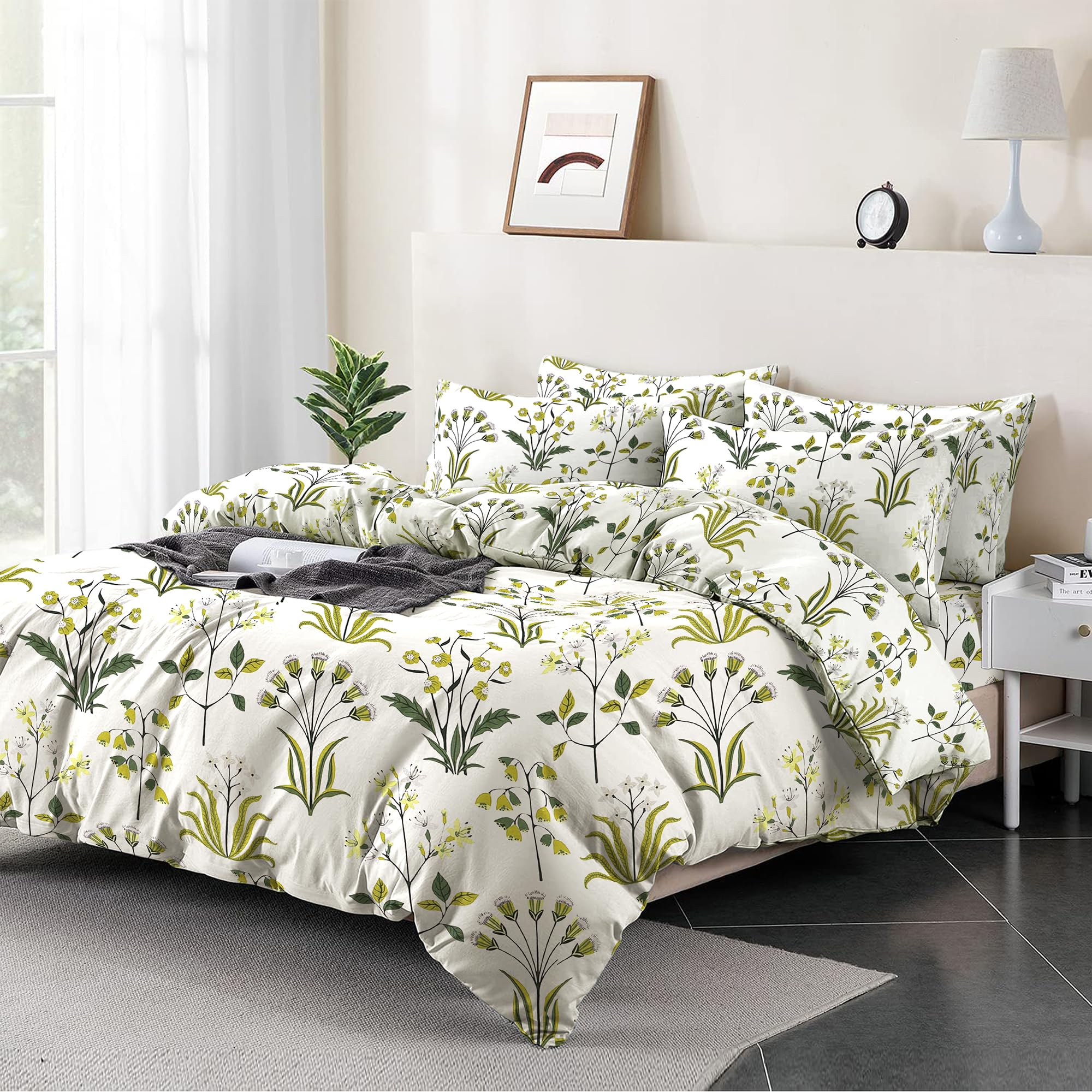 Shadow Sleep Floral Duvet Cover Set Double, 400 Thread Count 100% Egyptian Cotton Bedding