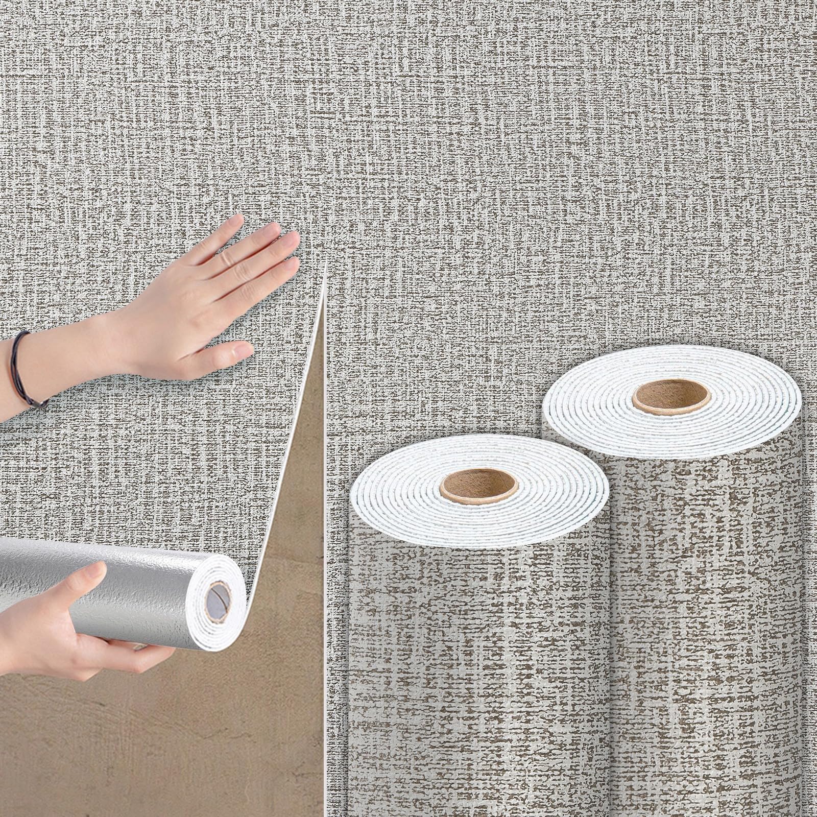 Camiraft Grey Self Adhesive Wallpaper Roll Peel and Stick Thermal Wallpaper for Bad Cold Walls -2 Rolls=2.8m² 3mm Thick Textured Insulated Lining Paper for Walls for Bedroom Living Room,Bathroom — image 1