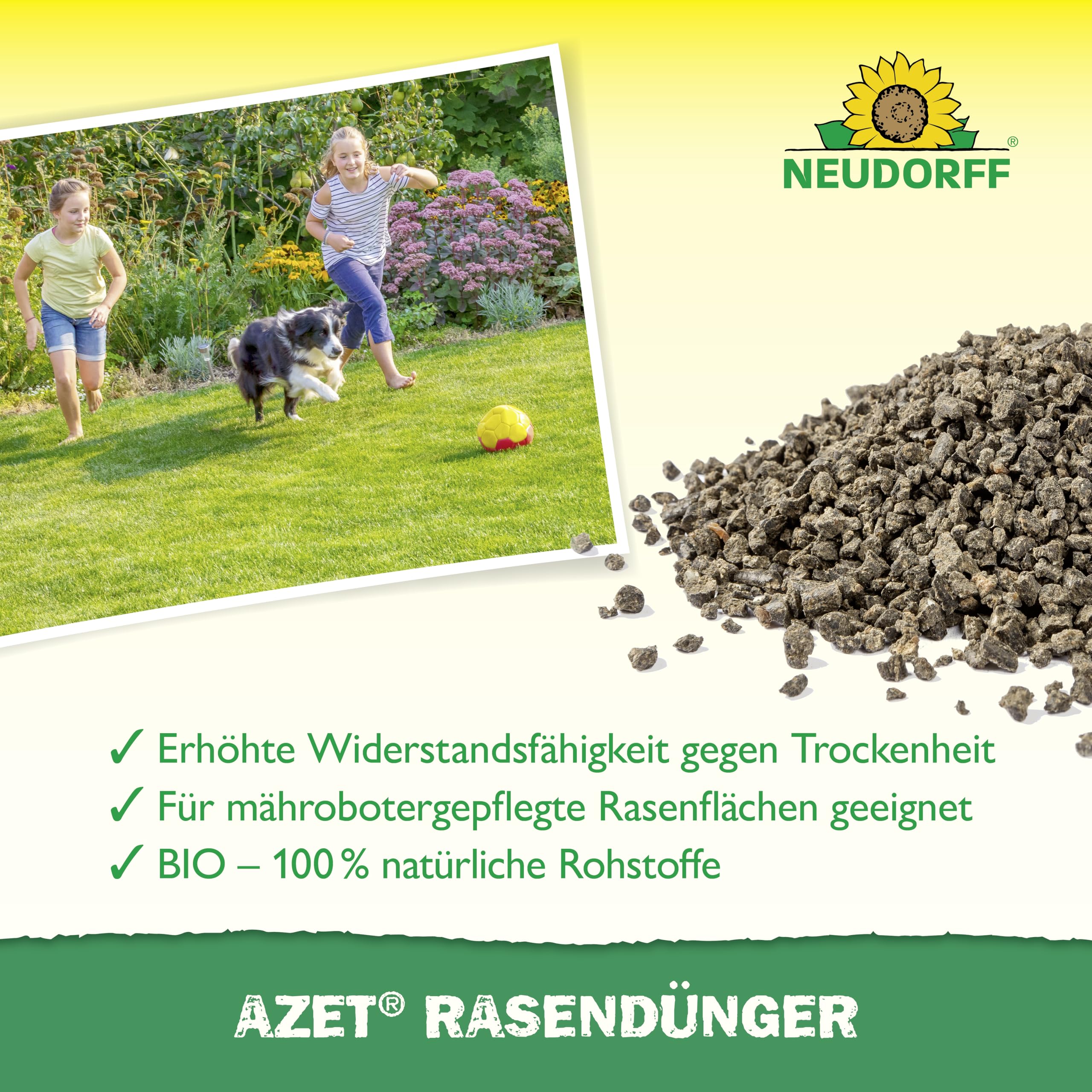 Neudorff Azet RasenDünger 201 m² Langzeitwirkung 6 Monate 10,05 kg