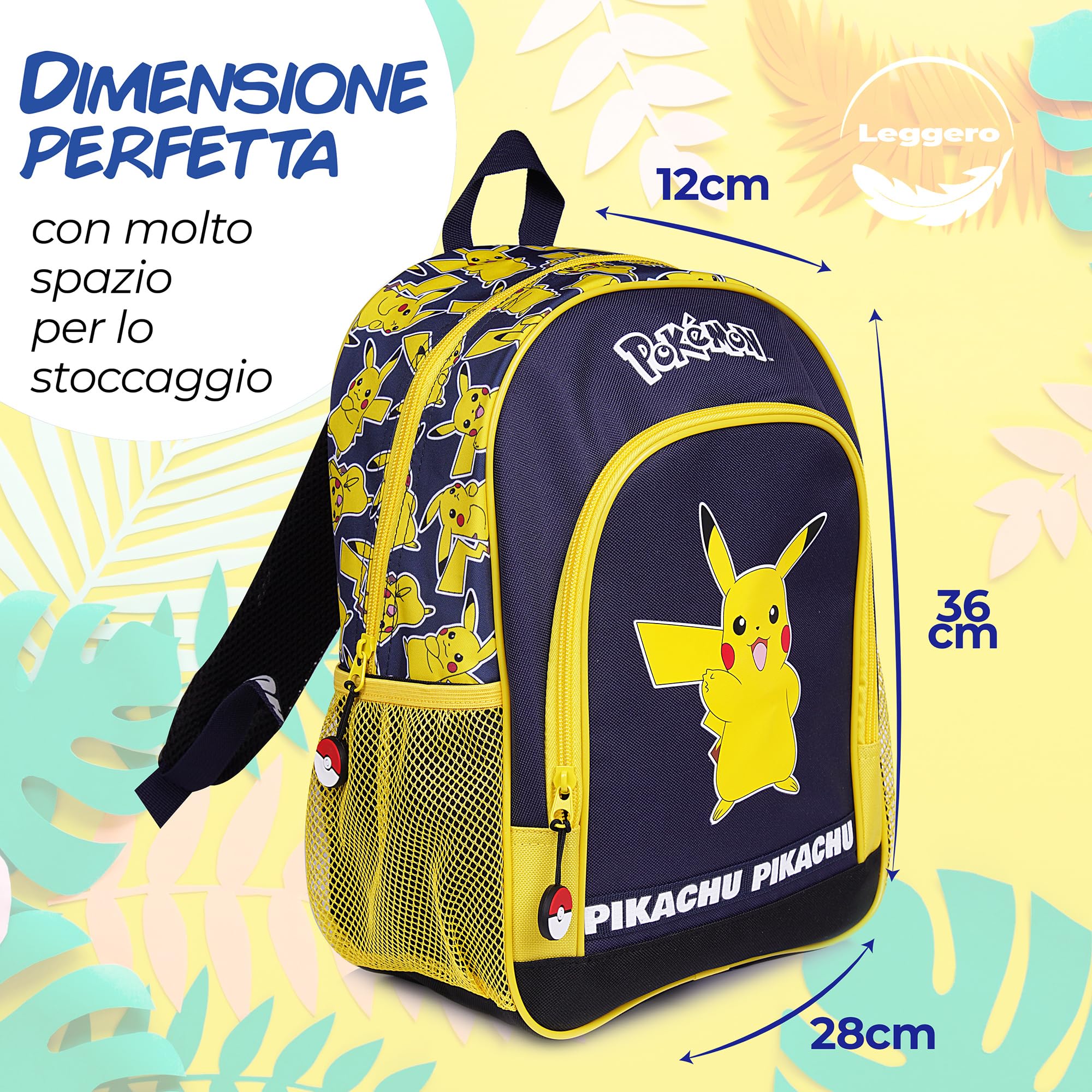 Pokémon - Zaino per bambini - Cartella per bambini materni CP primaria - Borsa scuola - Pikachu Idea Regalo, Nero, 5-10 ans, Stile di vita (Blu)