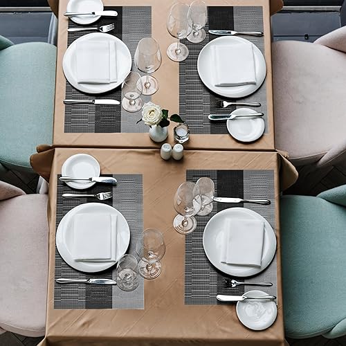 Miniatura 5 de HeloHo Juego de 6 manteles individuales lavables de vinilo tejido de vinilo para cocina, comedor, decoración de mesa interior y exterior