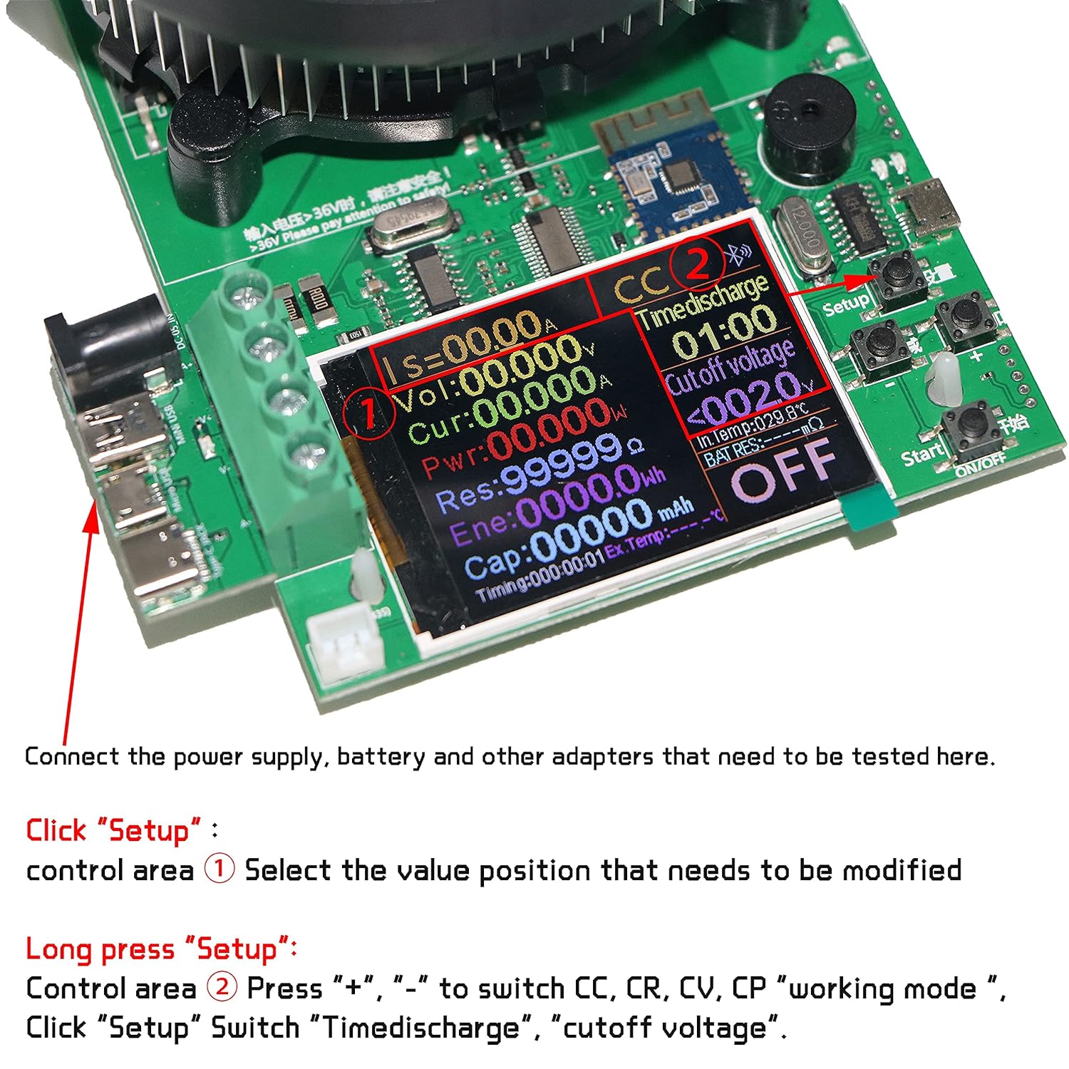 Buy Electronic Load Tester 180W Upgrade Version 4Wire Color Screen DC