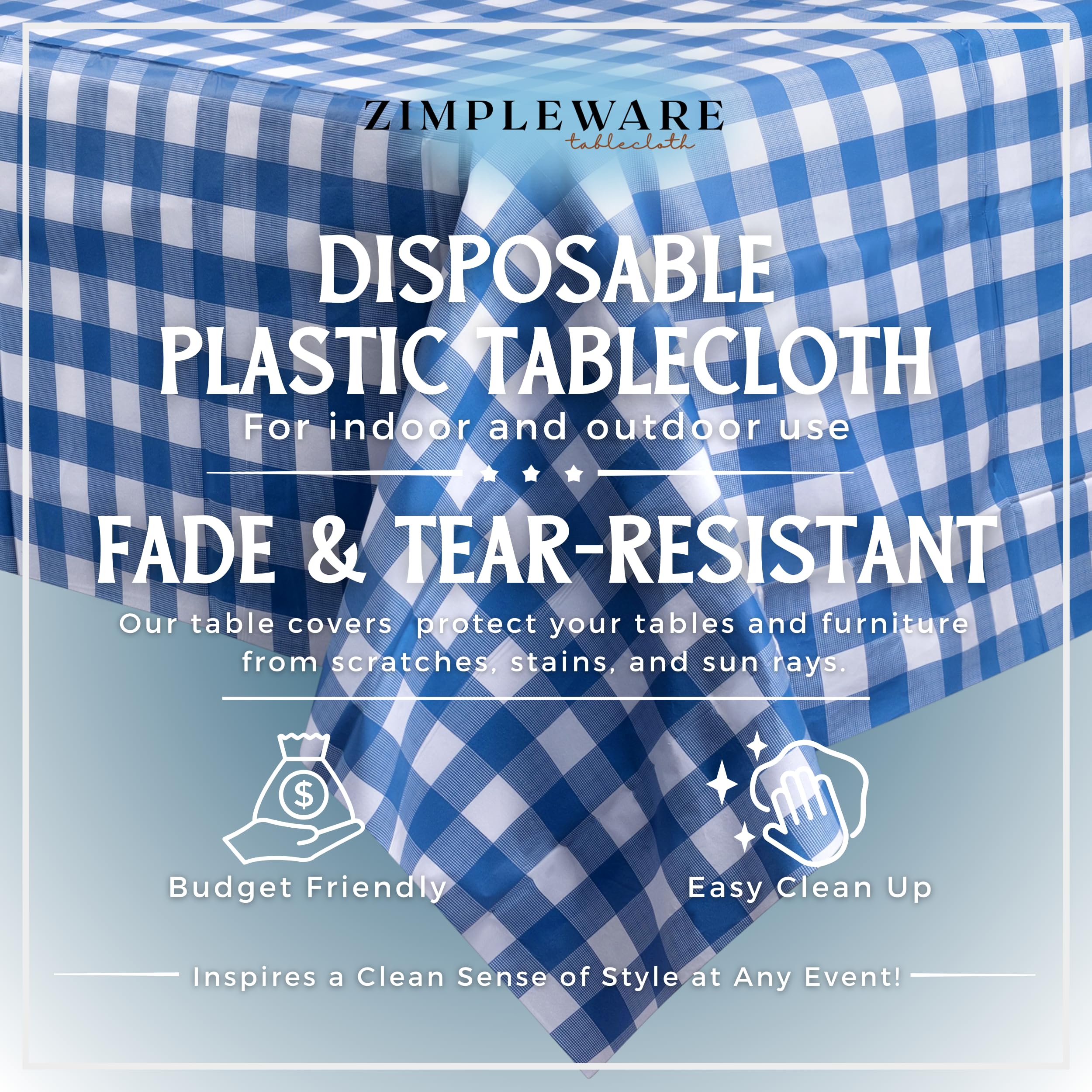 Amazon.com: ZIMPLEWARE Premium Plastic Table Cloth Disposable 54