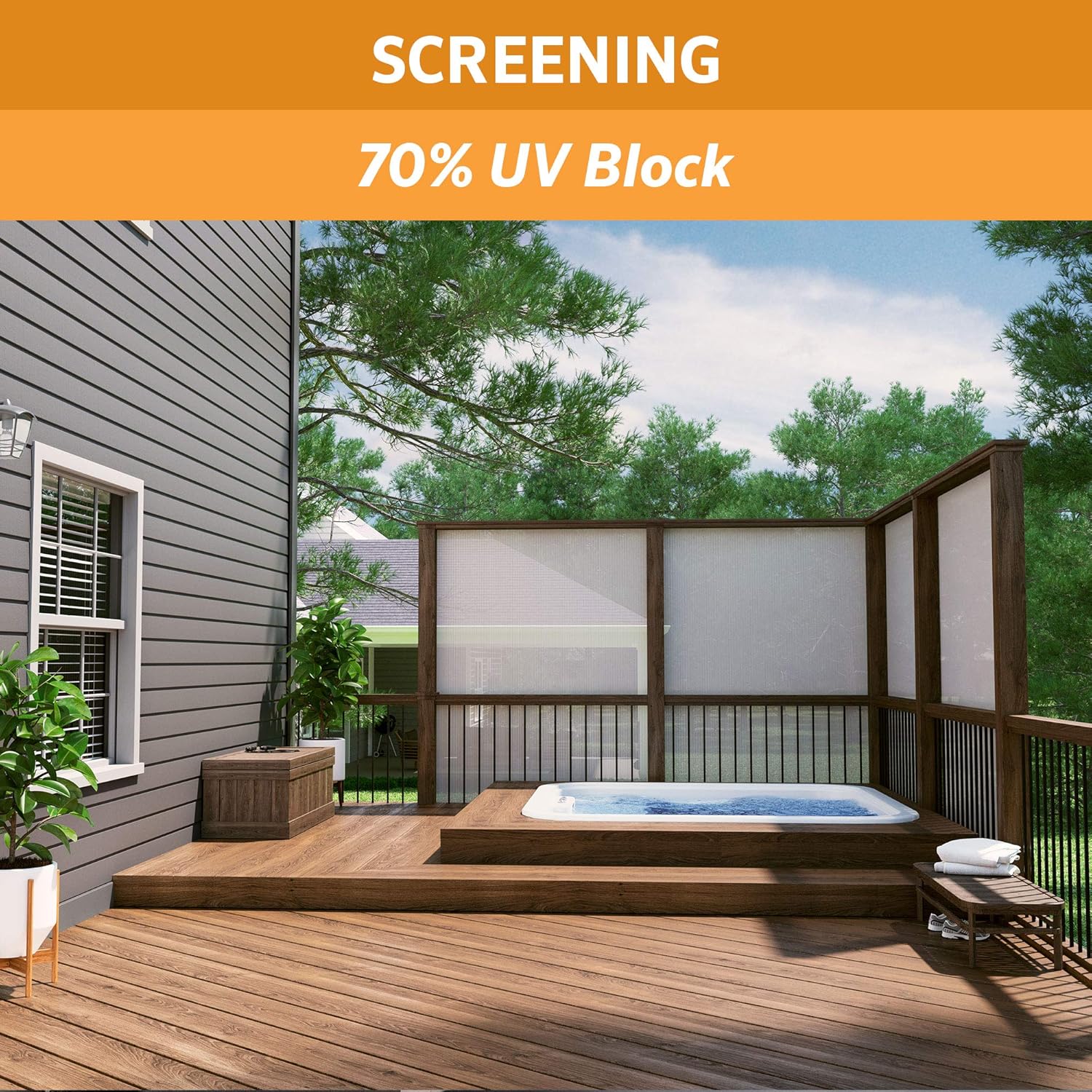Coolaroo 70% UV Block Prvacy & Screening Fabric - Breathable Fence Cover for Patio, Balcony, Pool, and Play Area, Tear Resistant Windscreen, 6ftx50ft Roll, Stone