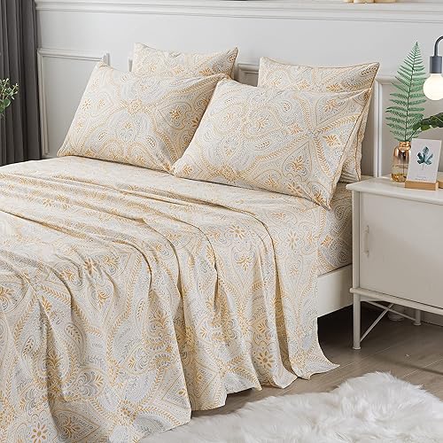 Miniatura 2 de FADFAY Juego de sábanas de cachemira tamaño Queen, ropa de cama de lujo con estampado de cachemira azul marino, juego de sábanas florales de color