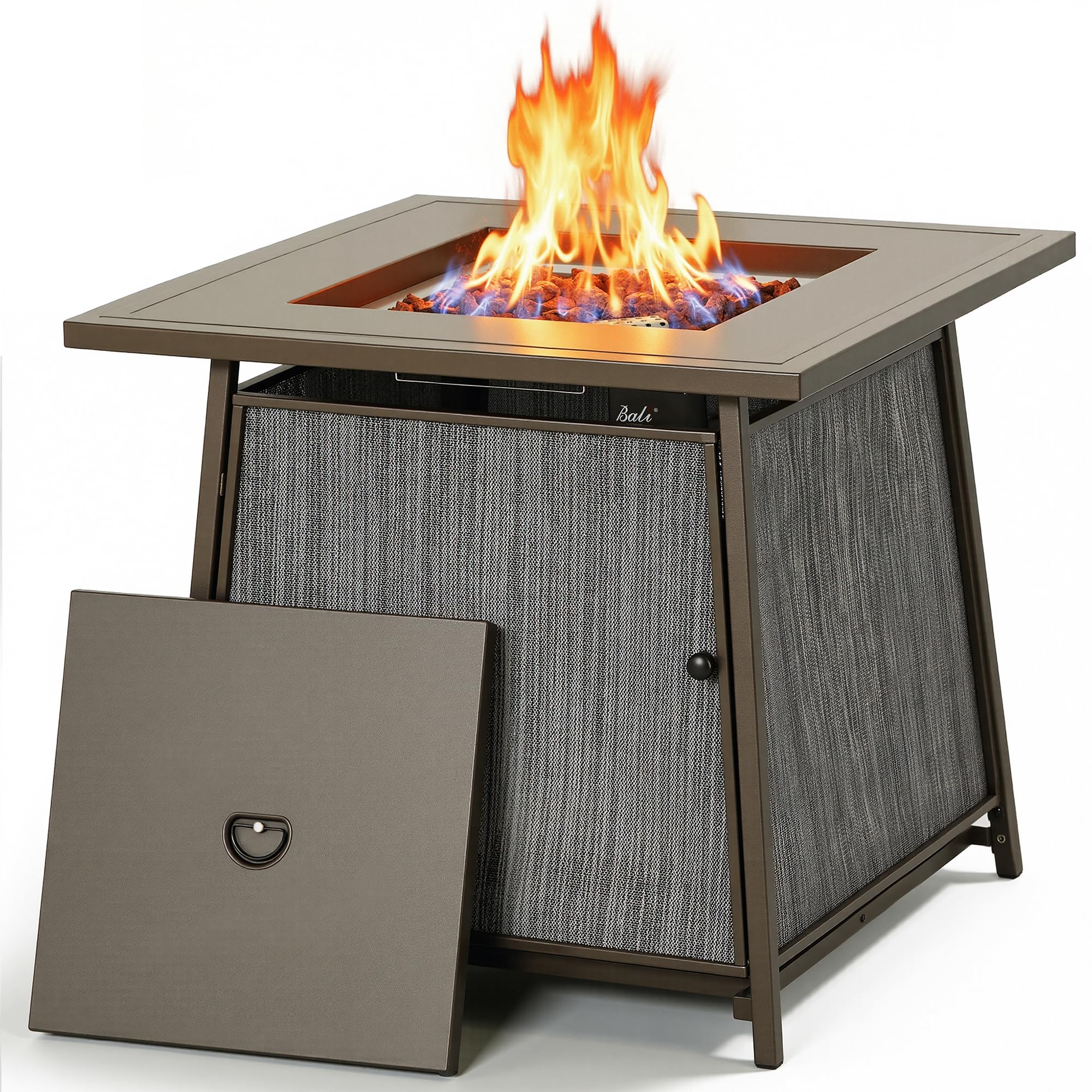 BALI OUTDOORS 50,000 BTU Propane Fire Pit Outdoor, 28 inch Propane Fire Pit Table Square, Gas Firepits for Outside Patio, Garden, Backyard