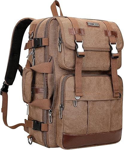 WITZMAN Mochila de viaje de lona para hombre, mochila grande para computadora portátil, apta para mochila de hombro convertible de 16 pulgadas