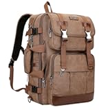 Canvas Travel Backpack for Men Large Laptop Backpack Fit 17 inch Carry-on Airline Approved Convertible Shoulder Rucksack&lpar;A6617-3 Brown&rpar;