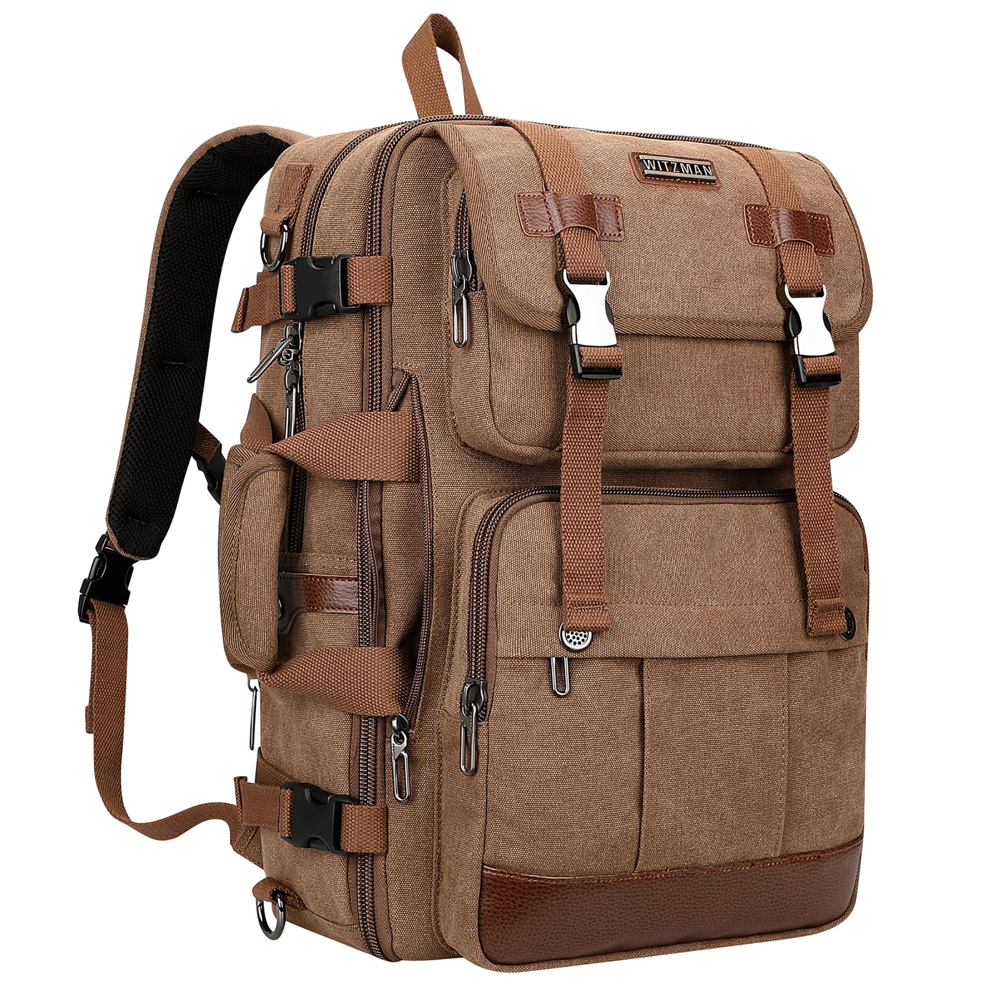 Sponsored Ad - Canvas Travel Backpack for Men Large Laptop Backpack Fit 16 inch Carry-on Airline Approved Convertible Shoulder Rucksack(A6617-3 Brown)