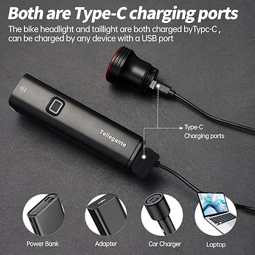 Miniatura 6 de Luces de bicicleta superbrillantes para conducción nocturna, 2 potentes LED para luces de bicicleta de haz alto y bajo, 6000 mAh USB C recargable,
