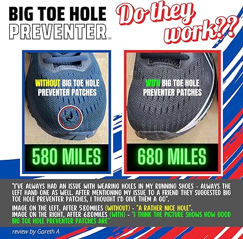 Vista 5 de Big Toe Hole Preventer, self-Adhesive Patches with a Clever applicator - Shoe Toe Hole Area Repair Patch