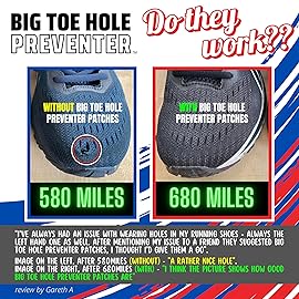 Trainer Armour - Big Toe Hole Preventer, self-Adhesive Patches with a Clever applicator - Shoe Toe Burst Toe Box Blowout Prevention Insert - Toe Hole Area Repair Patch - For Running Shoes and Sneakers