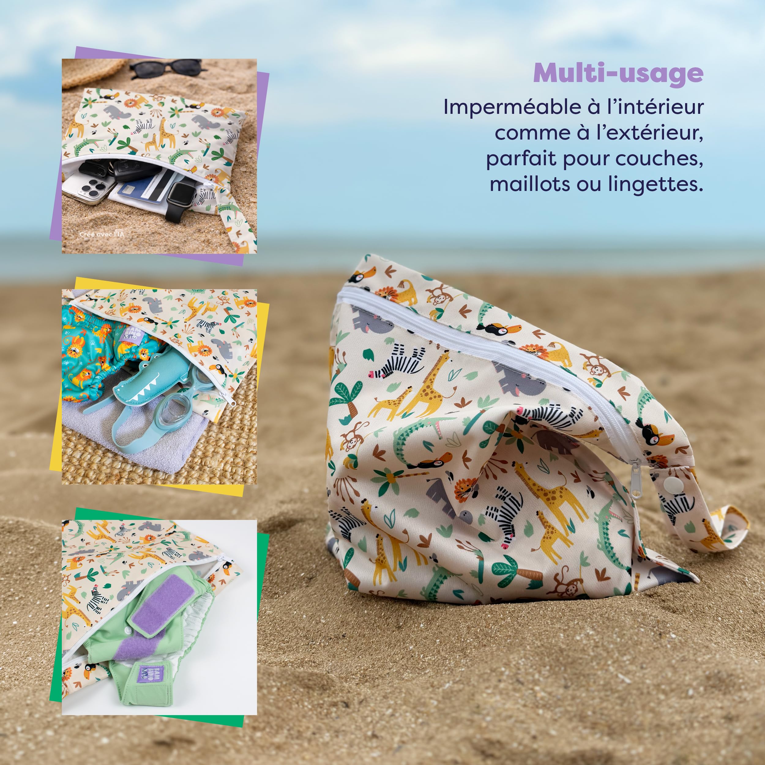Bambino Mio, Sac étanche pour Couches lavables, Maillots de Bain et Articles de première nécessité – Peut contenir 3 Couches | 29,5 cm x 28,5 cm, Bébés et Tout-Petits