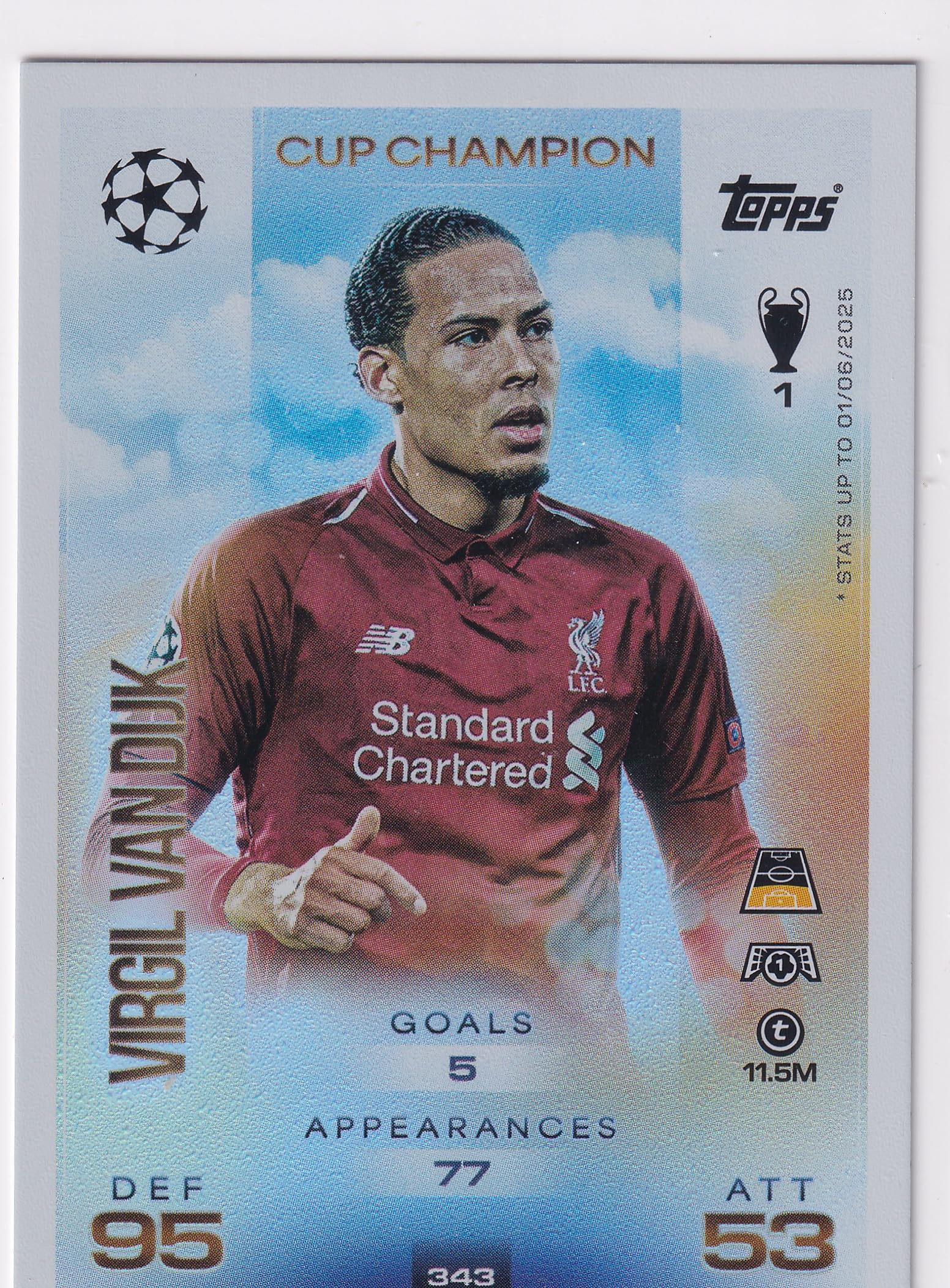 Match Attax 2025 2026 Cup Champion Trading Card(s) You Select (Virgil Van Dyke 343)