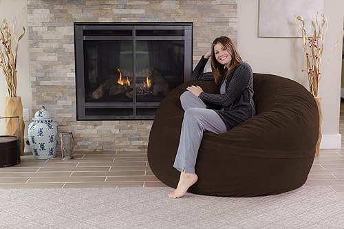 Miniatura 119 de Silla Chill Sack Bean Bag: muebles de espuma de memoria gigante y una tumbona grande. Gran sofá con gran cubierta de gamuza suave resistente al