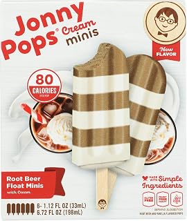 JonnyPops Mini Root Beer Float Cream Pops, 6 Count 6.75oz - Clean Ingredients, No HFCS or Hydrogenated Fats