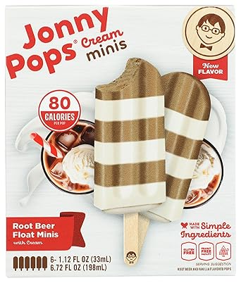 Jonnypops, Cream Pops Mini Root Beer Float 6 Count, 6.75 Fl Oz