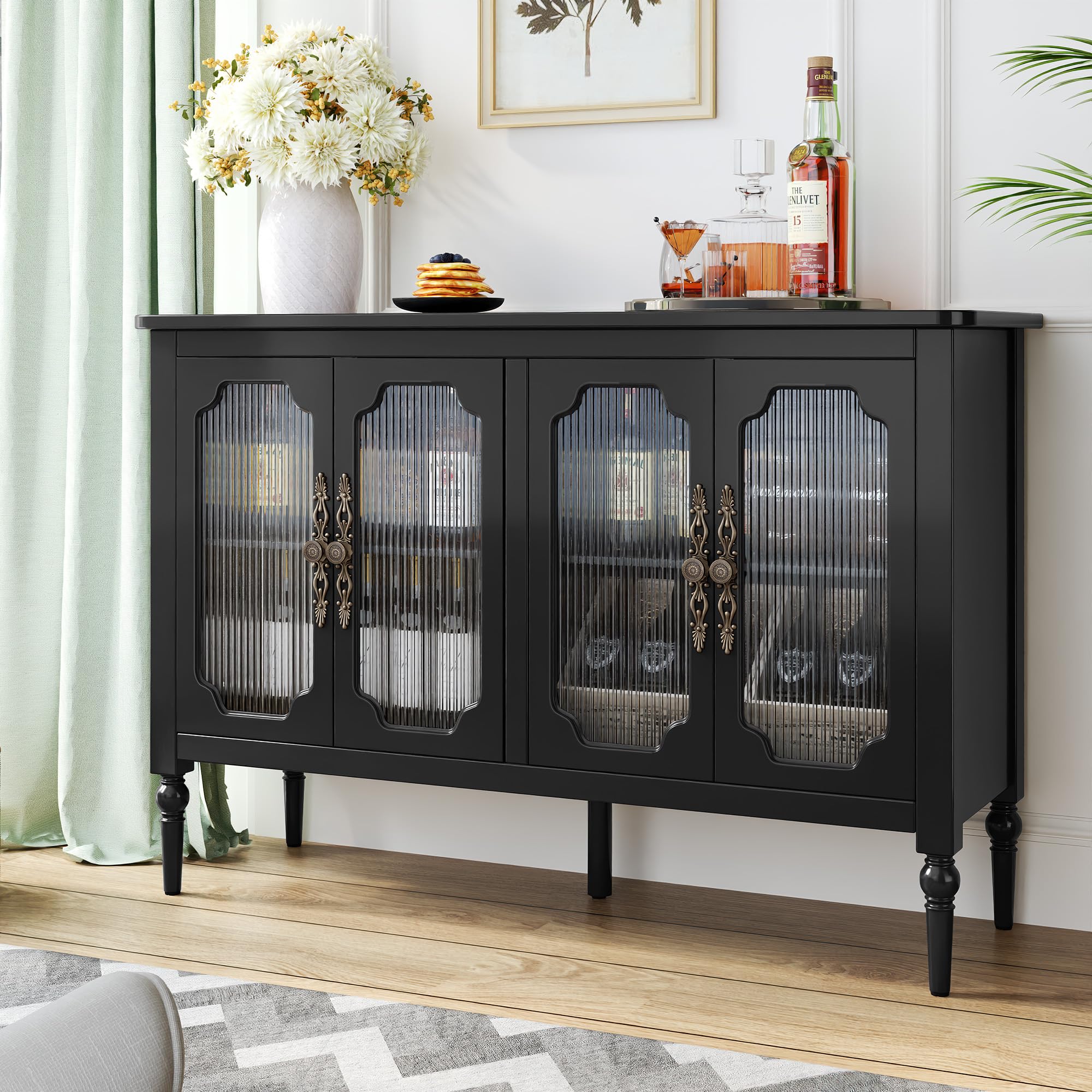 Amazon.com - MOIANJI Vintage Buffet Sideboard with 4 Glass
