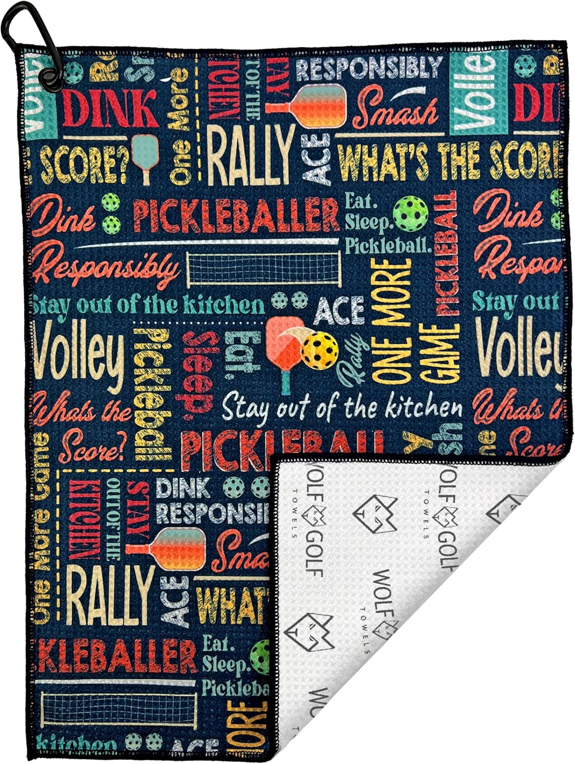 Wolf Golf Towels Pickleball Accessories | Pickleball Gifts | Paddles, Balls and Phrases Towel | Sport Towel | Retirement Gift - Image 3