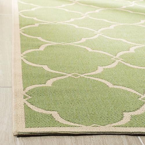 Miniatura 2 de SAFAVIEH Linden Collection LND125X - Alfombra cuadrada de 6 pies 7 pulgadas, color verde oliva y crema, enrejado para interiores y exteriores, no