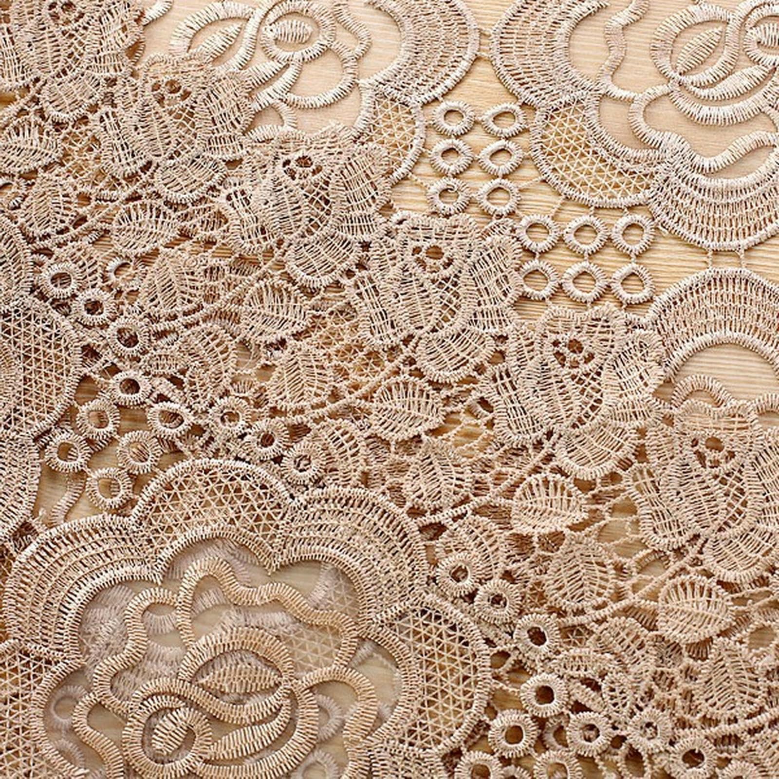 tovaglia in Pizzo Vintage Chic Ricamata per Tavoli da Pranzo Lunghi Banchetti Nuziali-marrone-150 * 270 Cm