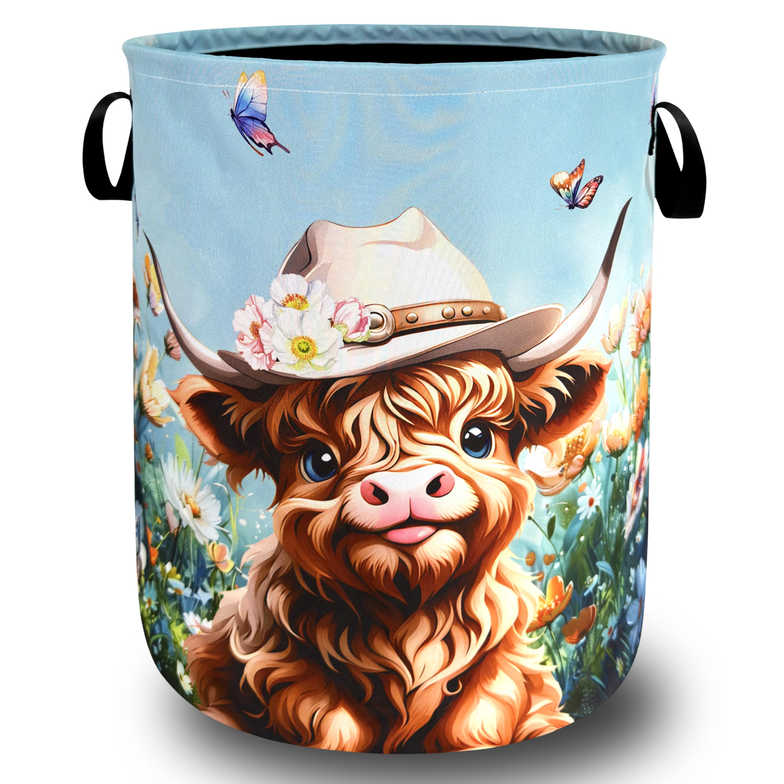 Cute Highland Cattle Laundry Hamper Oxford Cloth Foldable Basket 18.9x16.5