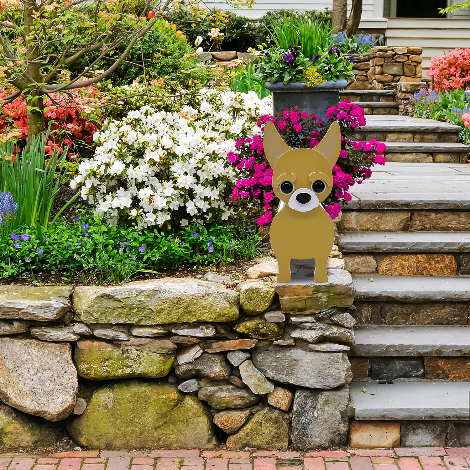 Onecen Big Dog Planter PVC Animal Plant Pots Outdoor Indoor Garden Office Home Decor Planters Holder for Succulent Flower Large Plant Flower Pots Outside (Brown Chihuahua) - Image 2