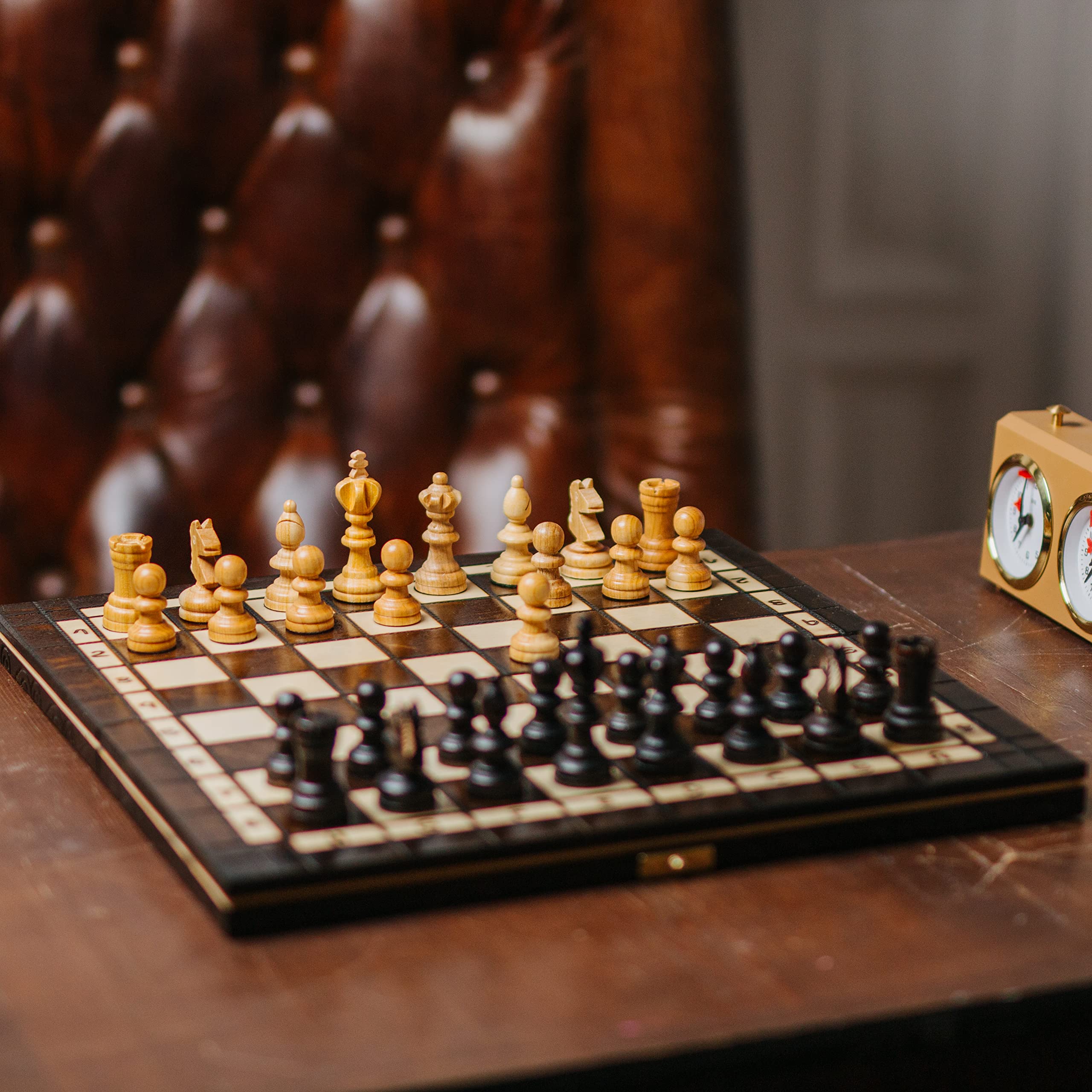 Master of Chess Echiquier Bois 35 cm et Dames avec Pieces Echecs 2 en 1 Tournoi “Olympic - Fait Main Jeu Echec Voyage Pliable - Grand Jeu D'échecs pour Enfants et Adultes