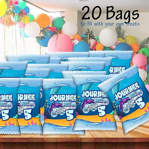 Miniatura 4 de Custom Personalized MERMAID THEME Treat Exchange Bags Kids Adult Party Personalized WITH NAME AND AGE! (20 Bag Covers)