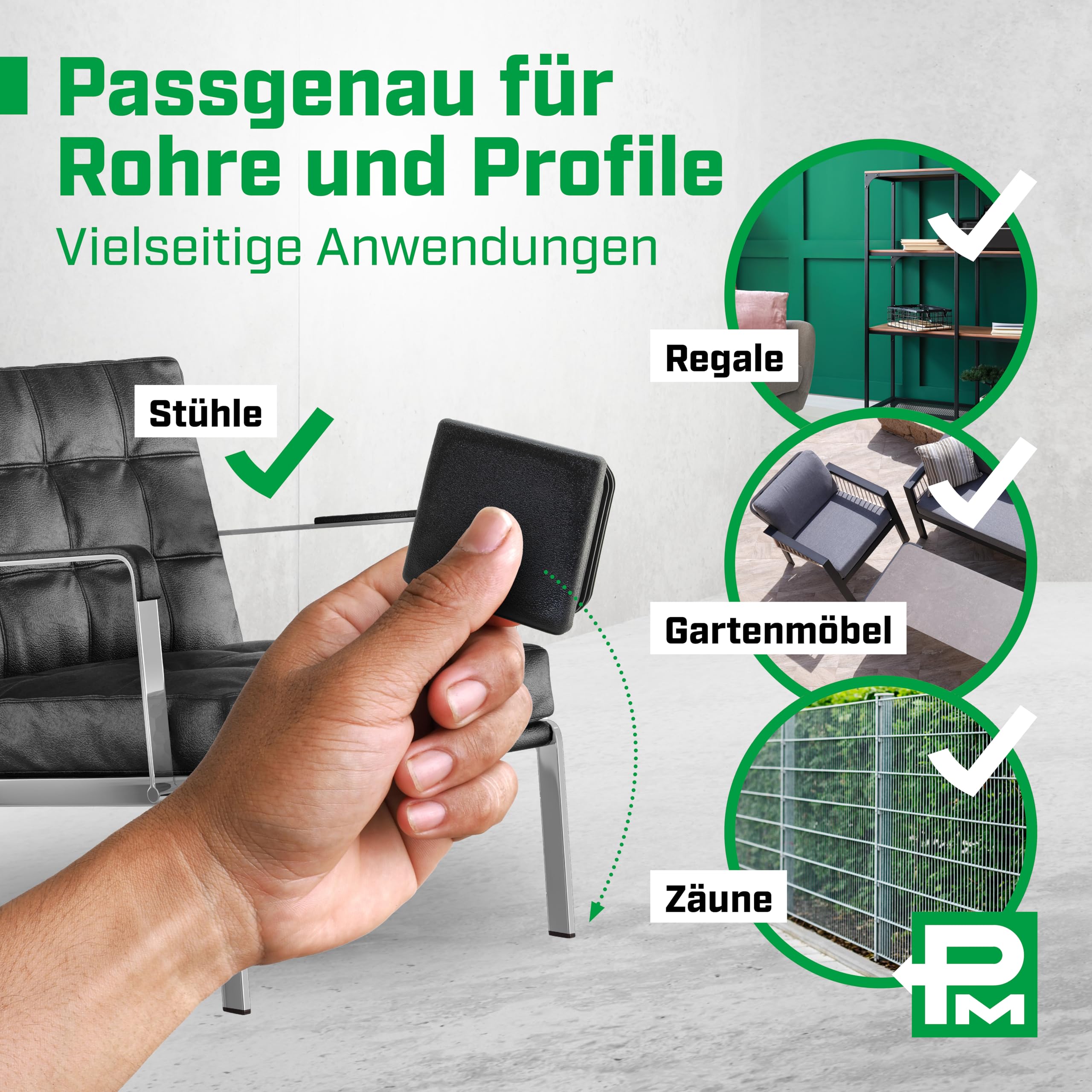 Lamellenstopfen 80x80 mm für Vierkantrohr [50 STK] I Quadratische Rohrstopfen aus PE - Ideal für Aluprofil, Gartenmöbel & Stuhlbeine I Verschlussstopfen mit FUNKENEROSION-Struktur