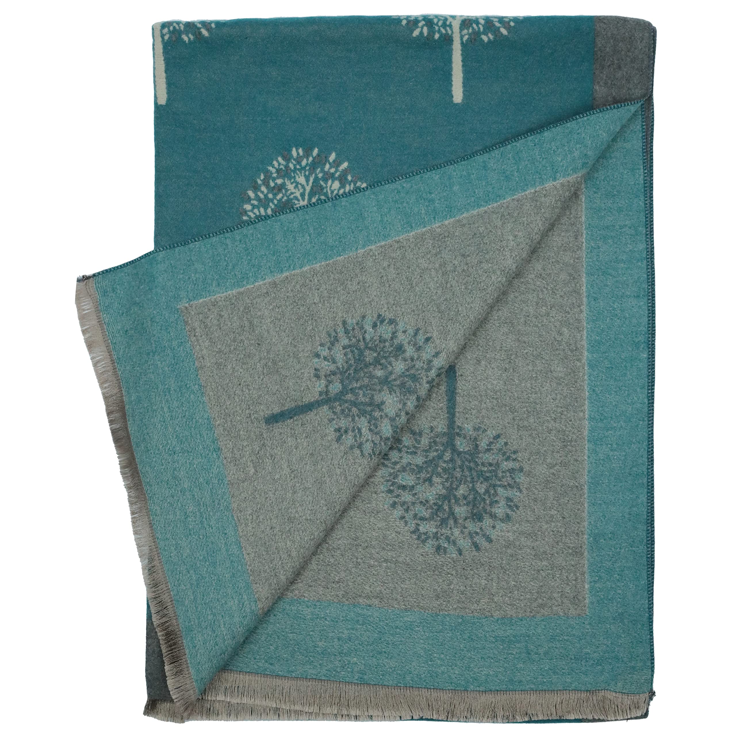 Hazy Blue New Heritage Collection - Women's Scarves Wrap Scarfs Lightweight Reversible Cashmere Feel Shawl, Neck wrap - Tree Of Life Teal Grey
