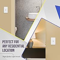 Vista 6 de ENERLITES Interruptor de luz de palanca con placa de pared sin tornillos, polo único, 15 A 120-277 V, tornillo de conexión a tierra, grado Blanco