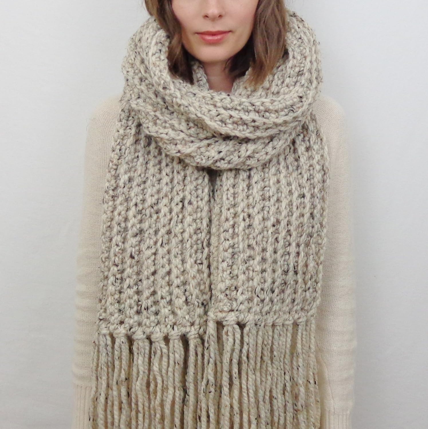 Oversized Knit Scarf with Fringe (Choose your Color) THE