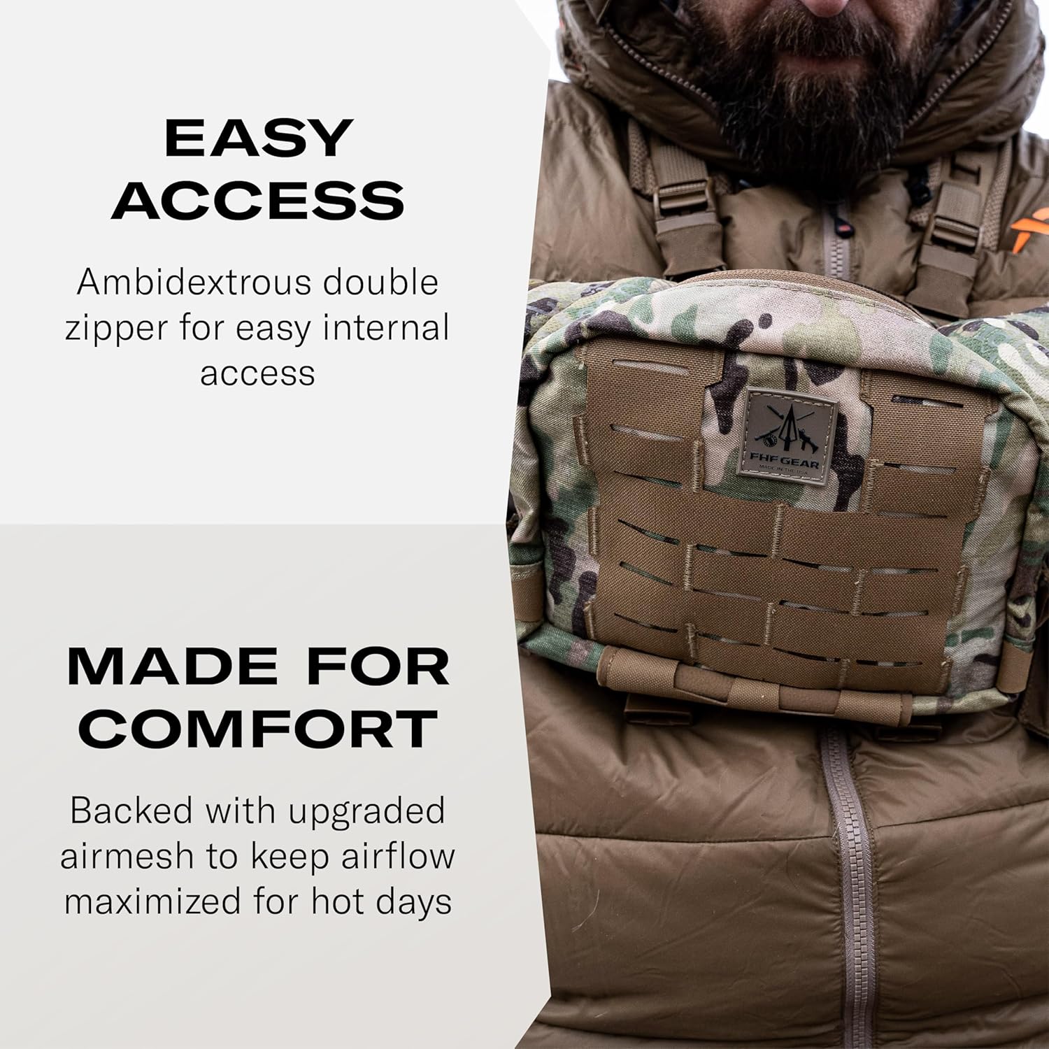 FHF Gear Chest Rig Gen 2 – Lightweight MOLLE Front Carry Pack with Upgraded Air Mesh, Storage Pockets & Airframe Harness