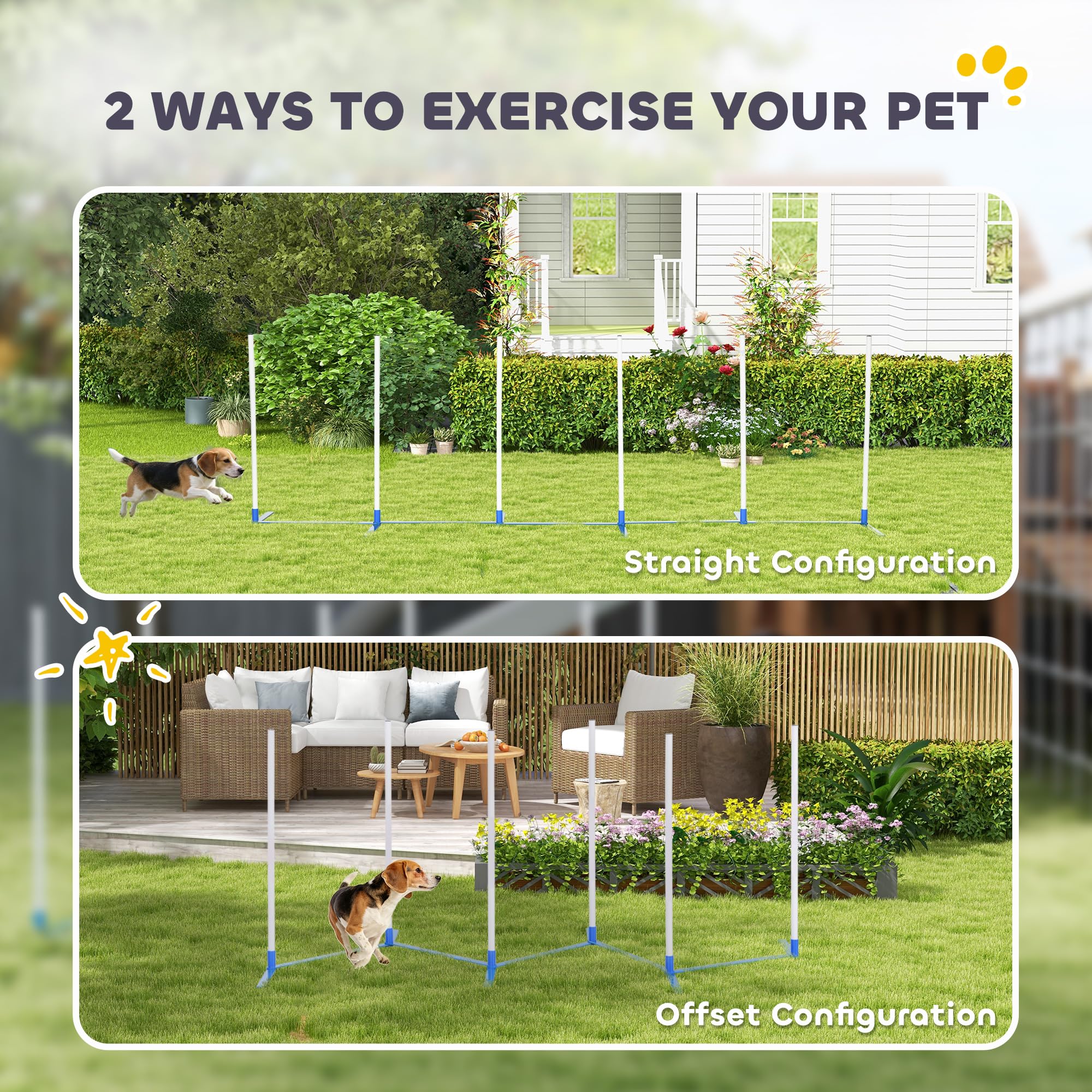 PawHut Adjustable Dog Agility Training Obstacle Course Set with Weaves Poles Storage Bag for Pet Dogs Outdoor Games Exercise - image 3