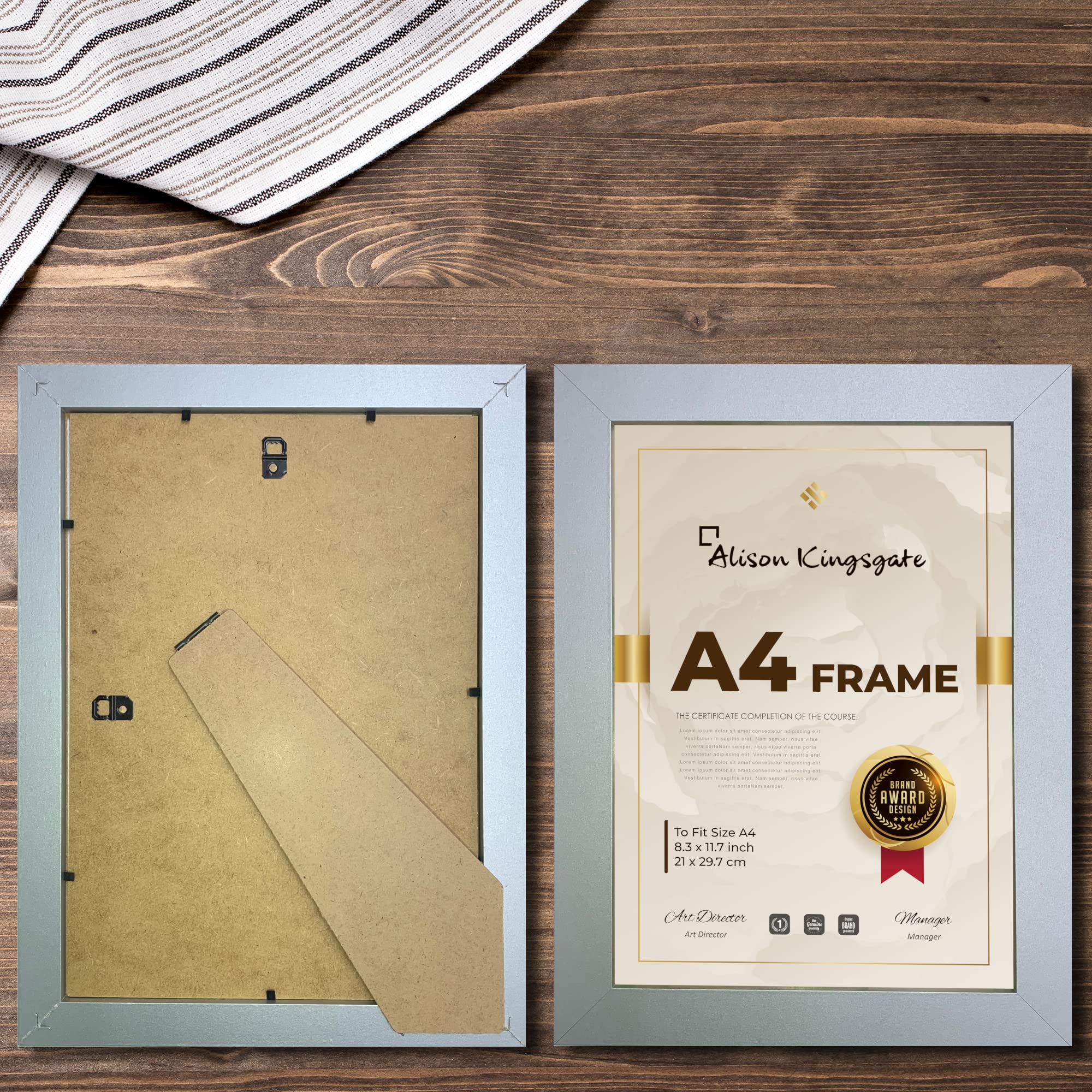 Cornice Portafoto Oxford In Legno Nero A4 - 21x30cm, Senza Vetro, Per Certificati - Foto 7