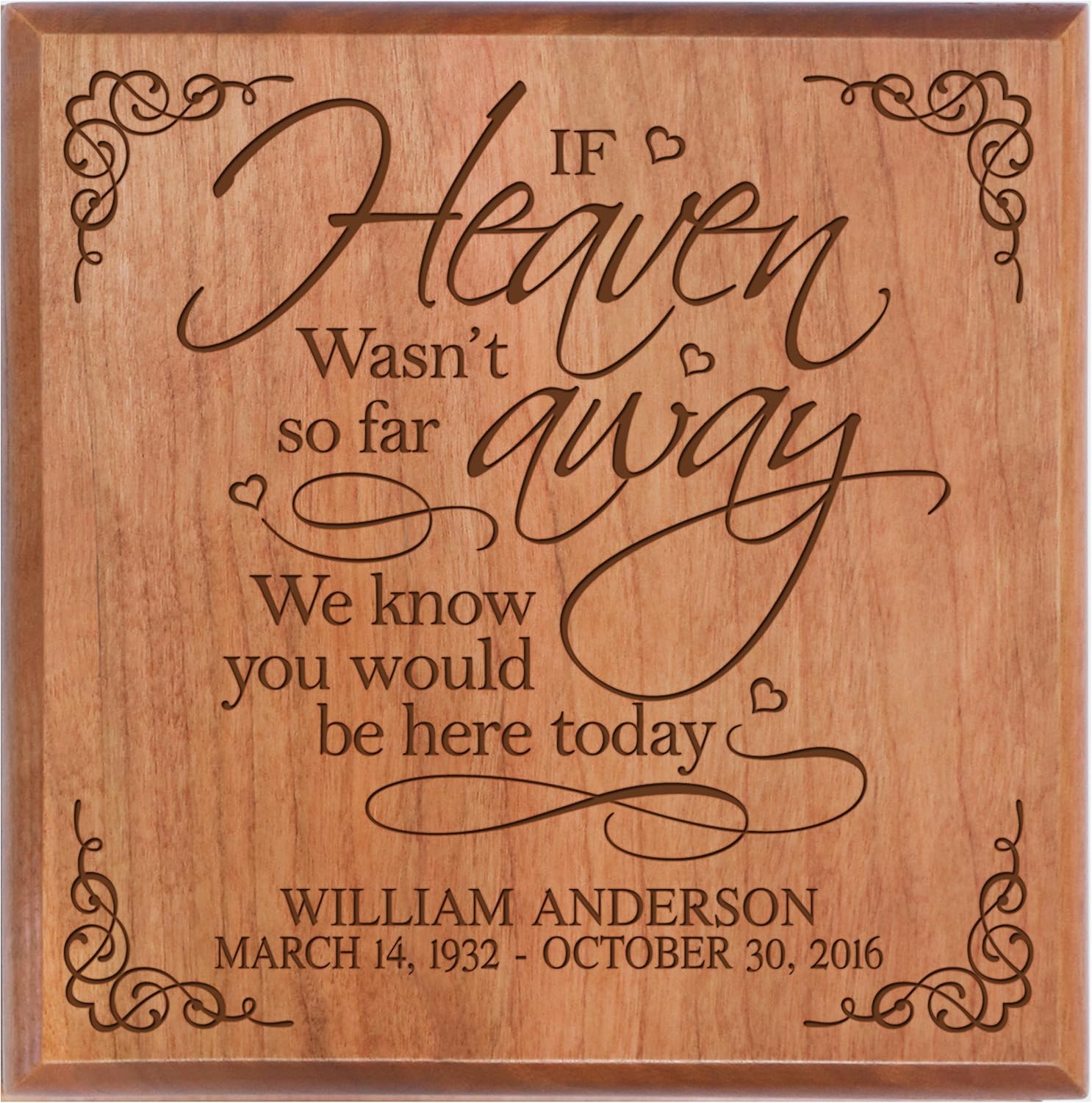 Personalized Cremation Urn - SMALL Funeral sharing Keepsake box for humans - Memorial Gift for home or Columbarium If Heaven wasn't so far away- Holds SMALL portion of ashes (Maple Personalized Urn)