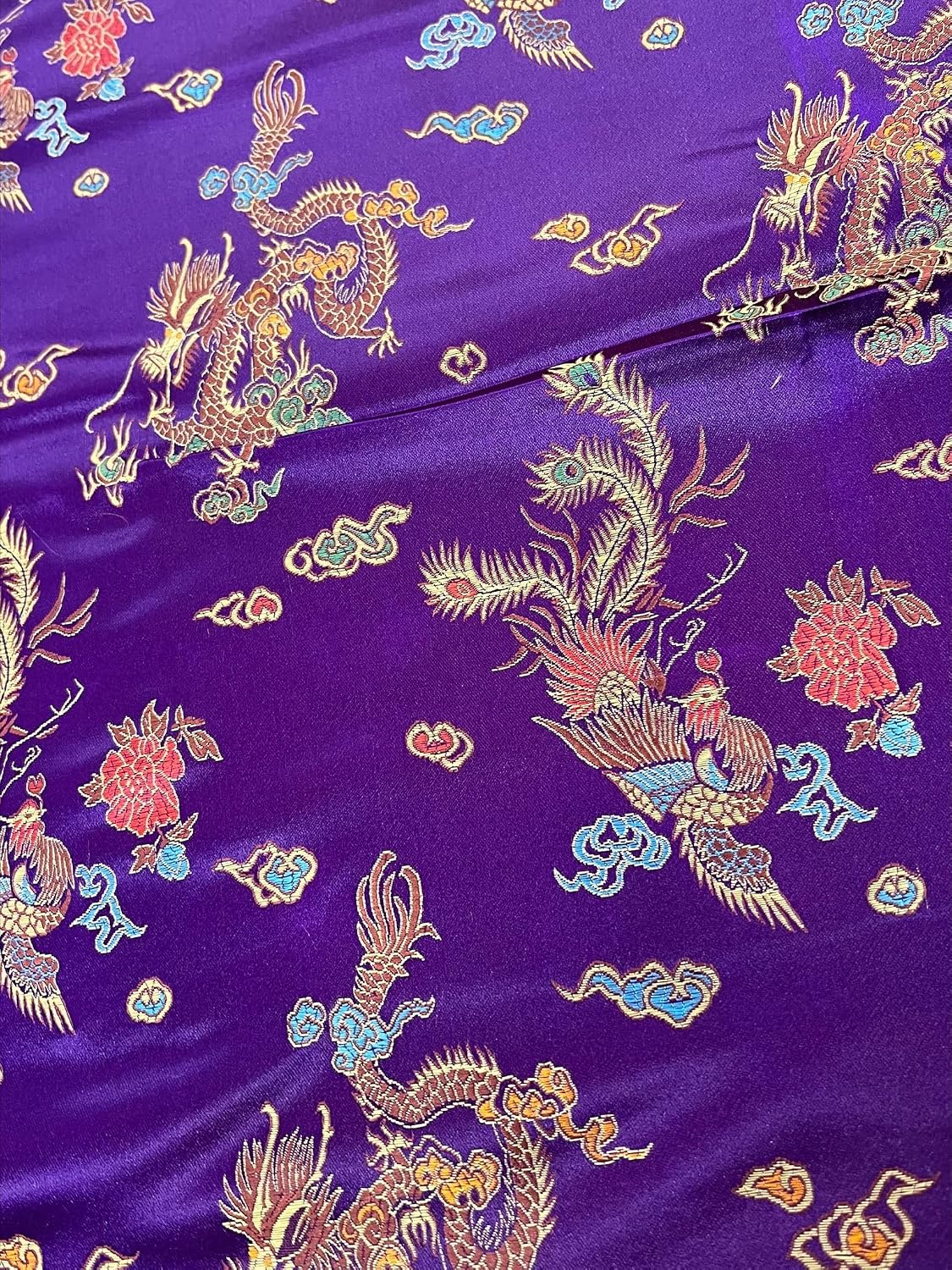 Sedona Designz Chinese Dragon Brocade Fabric by The Yard | 45" Wide, 100% Polyester, Luxurious & Vibrant for Costumes, Quilting, Decor, and Crafts