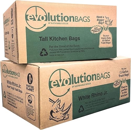 Miniatura 9 de **NUEVO** Bolsa de basura Evolution Tall Kitchen DRAWSTRING, 100 bolsas/caja, fabricada con material PCR certificado al 70%
