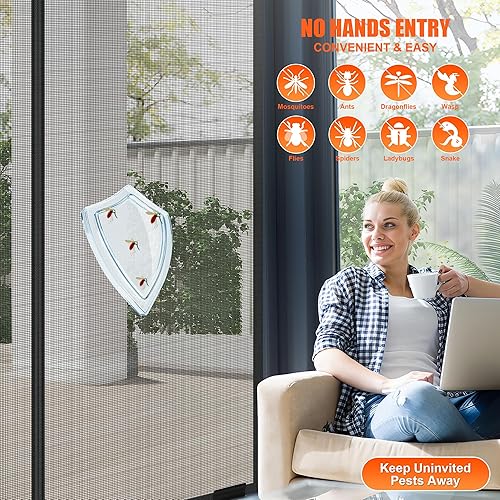Miniatura 7 de Puerta mosquitera magnética de 36 x 82 pulgadas, modelo 2025, 52 potentes imanes, malla mejorada, fácil de instalar, autosellado, probado
