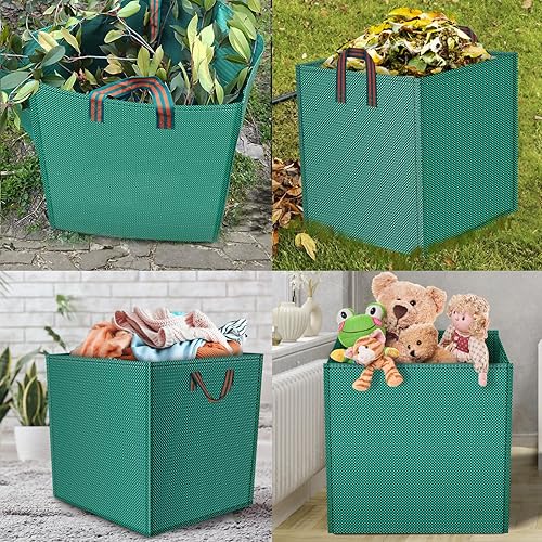 Miniatura 6 de Bolsas de hojas, paquete de 2 bolsas cuadradas grandes de 33 galones reutilizables para césped y jardín para colección de hojas, bolsa plegable con
